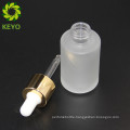 30ml empty flat shoulder cosmetic matte finish frosted clear glass dropper bottle